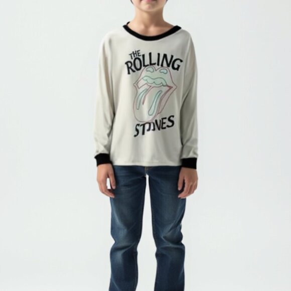 ❤️ The Rolling Stones Retro Long Sleeve tee boys 7-8 - Picture 1 of 10